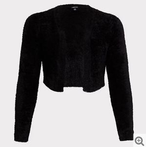 Torrid Black Fuzzy Knit Open Front Shrug Size 5